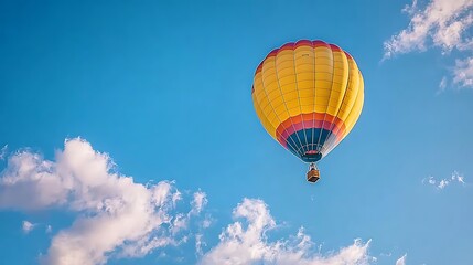Obraz premium Colorful hot air balloon floats in a clear blue sky