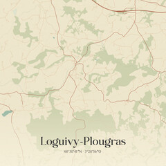 Obraz premium Vintage map of Loguivy-Plougras, France.