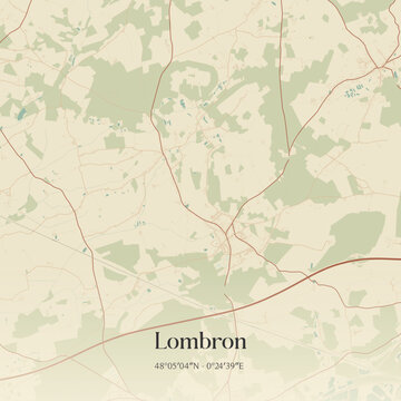 Vintage map of Lombron, France.