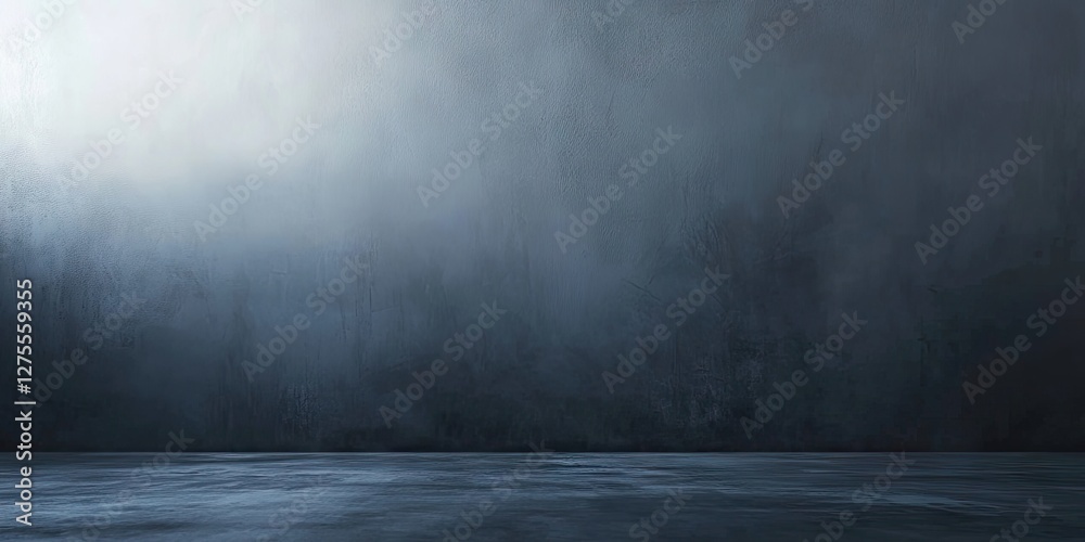 Aufkleber Abstract studio background showcasing a gradient of dark to light grey tones with a smooth reflective floor and soft light illuminating from above.