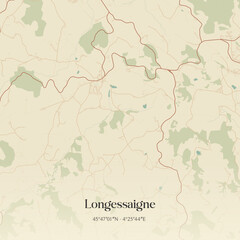 Obraz premium Vintage map of Longessaigne, France.