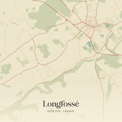 Fototapeta premium Vintage map of Longfossé, France.