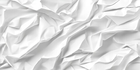 Obraz premium Crumpled white paper texture with smooth wrinkles and folds creating a subtle depth effect ideal for backgrounds and design projects.