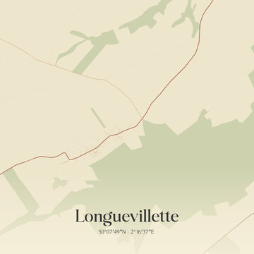 Vintage map of Longuevillette, France.