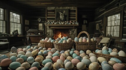Easter Eggs in a Barn