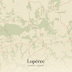 Fototapeta premium Vintage map of Lopérec, France.