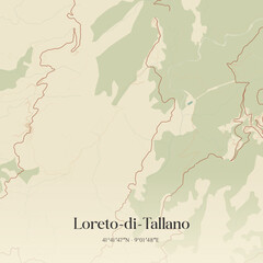 Fototapeta premium Vintage map of Loreto-di-Tallano, France.