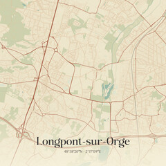 Obraz premium Vintage map of Longpont-sur-Orge, France.