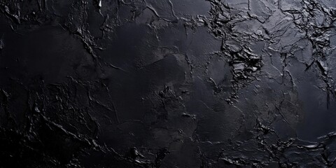 Obraz premium Textured black wallpaper background with a rough surface showcasing unique patterns and ample copy space, ideal for elegant designs and layouts.
