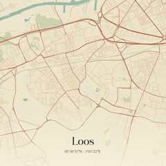 Obraz premium Vintage map of Loos, France.