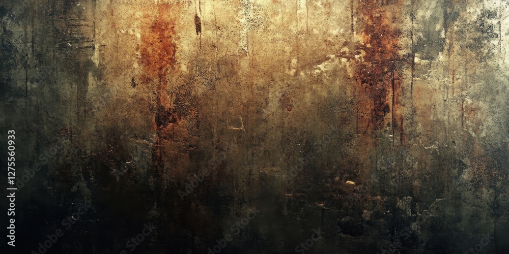 Fototapete dark grunge textured wallpaper with deep rust and gold tones, featuring abstract patterns and a weat