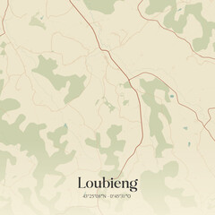 Vintage map of Loubieng, France.