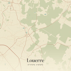 Fototapeta premium Vintage map of Louerre, France.