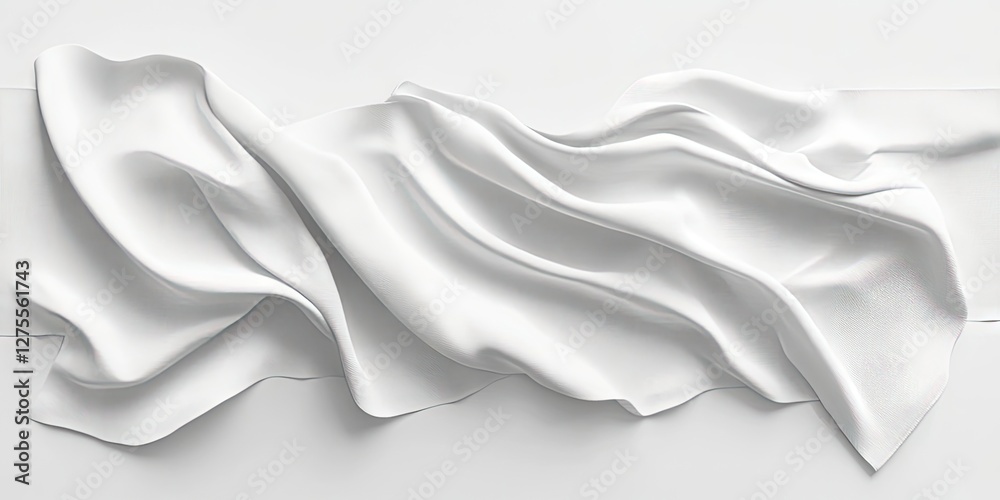 Aufkleber Elegant white fabric drapery with soft folds and smooth textures on a light background, showcasing delicate curves and shadows for a refined look.