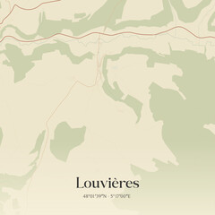 Obraz premium Vintage map of Louvières, France.