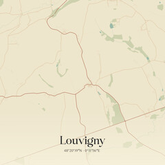 Fototapeta premium Vintage map of Louvigny, France.