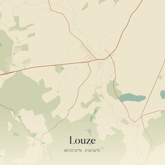 Fototapeta premium Vintage map of Louze, France.