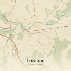 Fototapeta premium Vintage map of Lozanne, France.