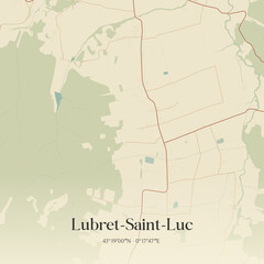 Fototapeta premium Vintage map of Lubret-Saint-Luc, France.