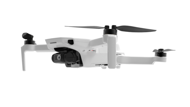 Drone isolated on white , Modern drone with camera isolated on white