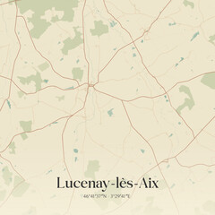 Fototapeta premium Vintage map of Lucenay-lès-Aix, France.