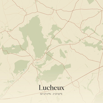 Vintage map of Lucheux, France.