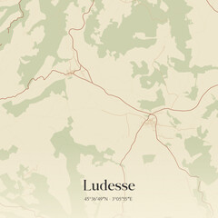 Obraz premium Vintage map of Ludesse, France.