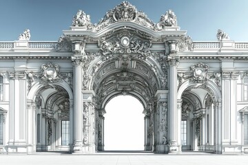 Fototapeta premium Grand ornate archway, palace entrance, architectural detail.