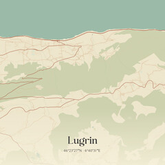 Fototapeta premium Vintage map of Lugrin, France.