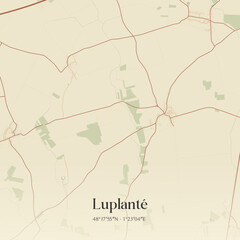 Fototapeta premium Vintage map of Luplanté, France.