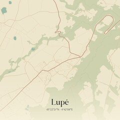 Obraz premium Vintage map of Lupé, France.
