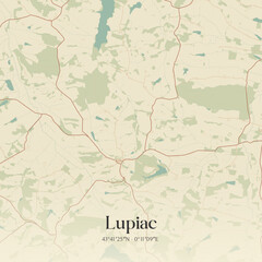 Obraz premium Vintage map of Lupiac, France.