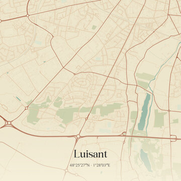 Vintage map of Luisant, France.