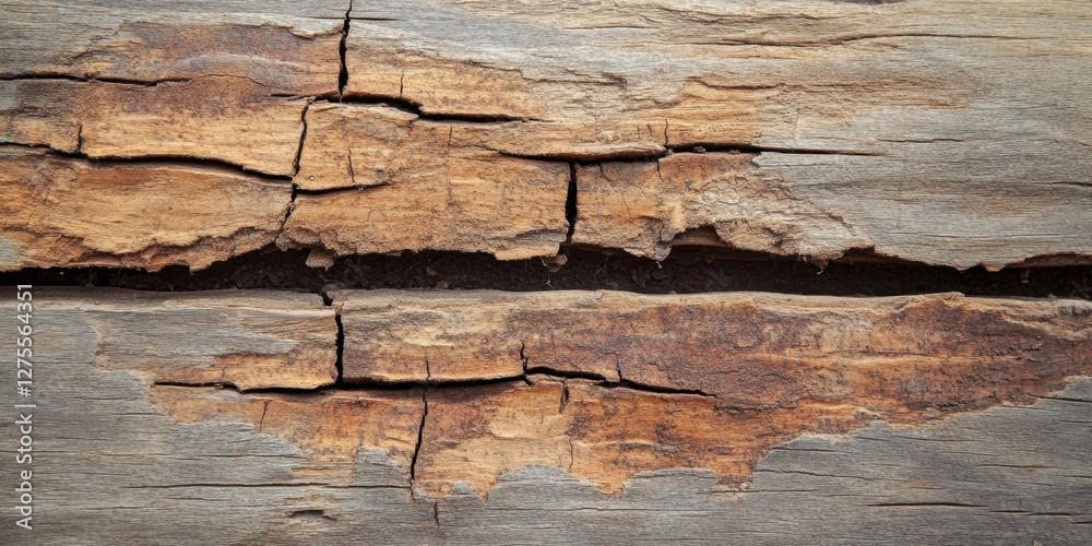 Aufkleber aged wooden surface with deep brown cracks and textured detail centered in the image, providing a ru