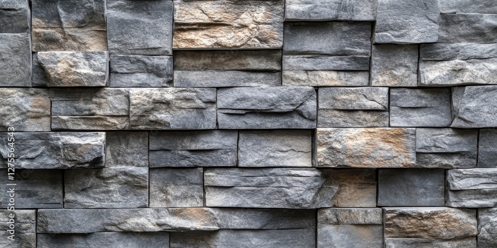 Leinwandbilder textured stone wall backdrop with gray and tan hues arranged in a staggered pattern, creating depth 