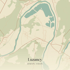 Obraz premium Vintage map of Luzancy, France.