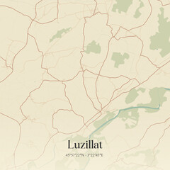 Fototapeta premium Vintage map of Luzillat, France.