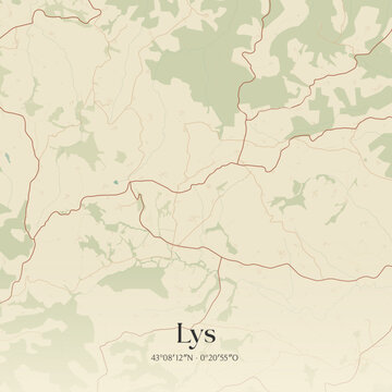 Vintage map of Lys, France.