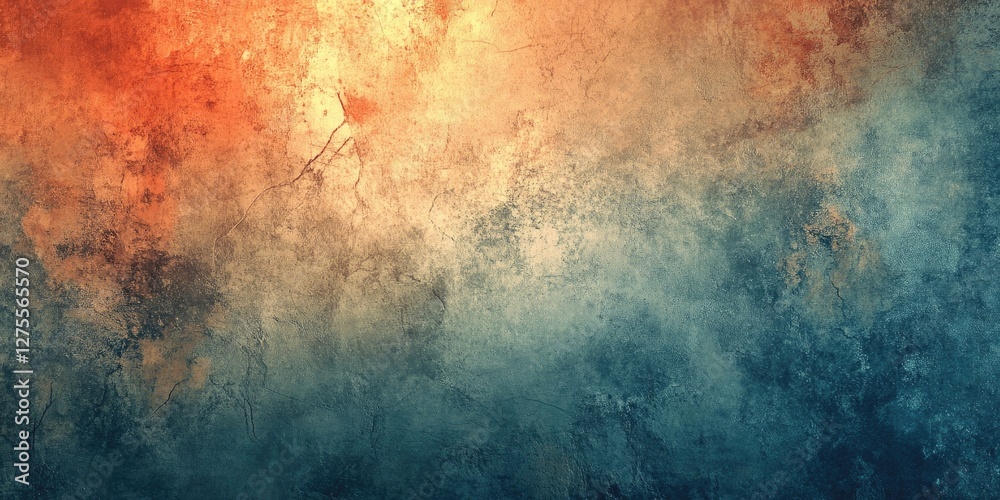 Fototapete abstract grunge texture background featuring vibrant orange and deep blue hues blending smoothly wit