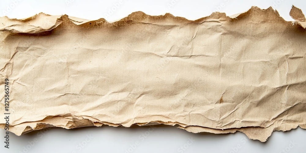 Poster textured aged note paper with crumpled edges centered on a clean white background, showcasing natura