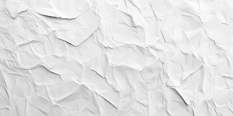 Fototapeta premium Crumpled white paper texture background showcasing subtle creases and shadows with a smooth light gray gradient for added depth and dimension
