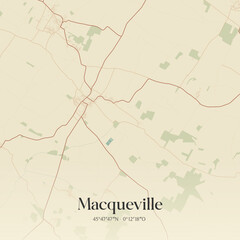 Fototapeta premium Vintage map of Macqueville, France.