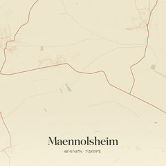 Vintage map of Maennolsheim, France.