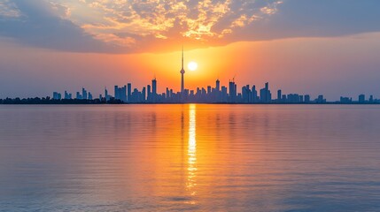 Fototapeta premium Toronto Skyline Sunset Cityscape Silhouette