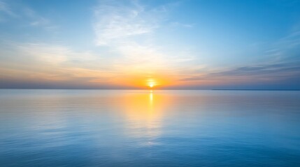 Obraz premium Serene Sunset Over Calm Ocean Waters