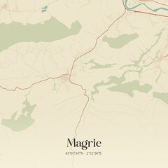 Fototapeta premium Vintage map of Magrie, France.