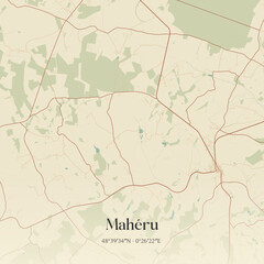 Obraz premium Vintage map of Mahéru, France.