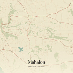 Fototapeta premium Vintage map of Mahalon, France.