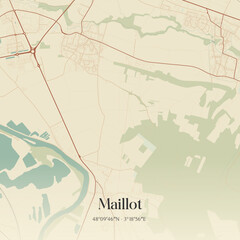 Obraz premium Vintage map of Maillot, France.