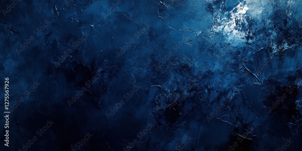 Aufkleber Deep dark blue textured backdrop with spotlight effect showcasing shadowy tones and intricate abstract patterns throughout the composition.
